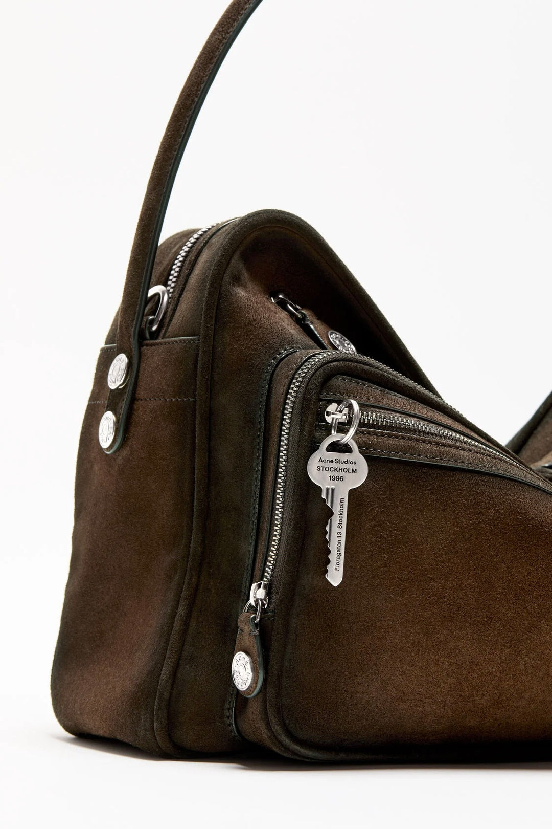 Camero Camera Suede Shoulder Bag Dark Brown