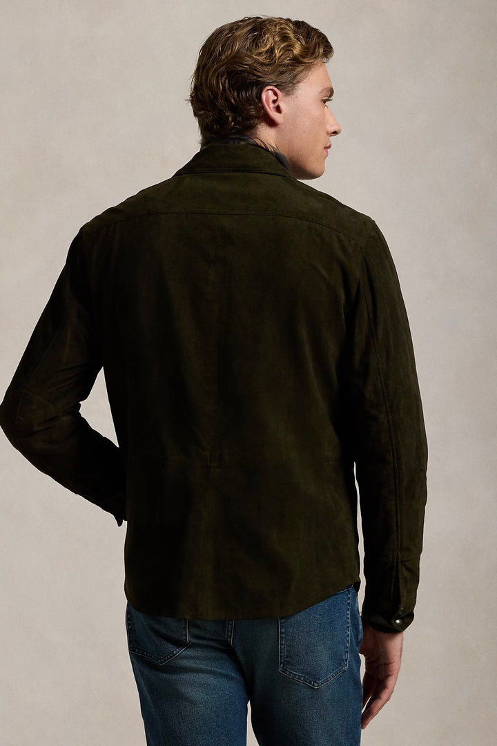 Reversible Suede-Taffeta Shirt Jacket Olive Smoke/Turf Olive