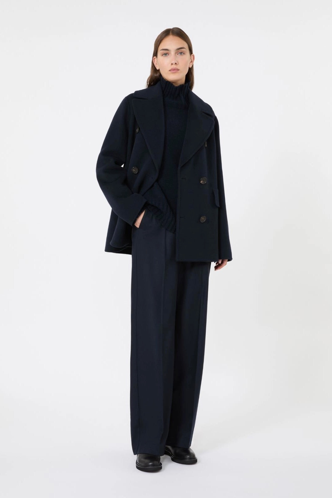 Regular Fit Wool Trousers Midnight Blue