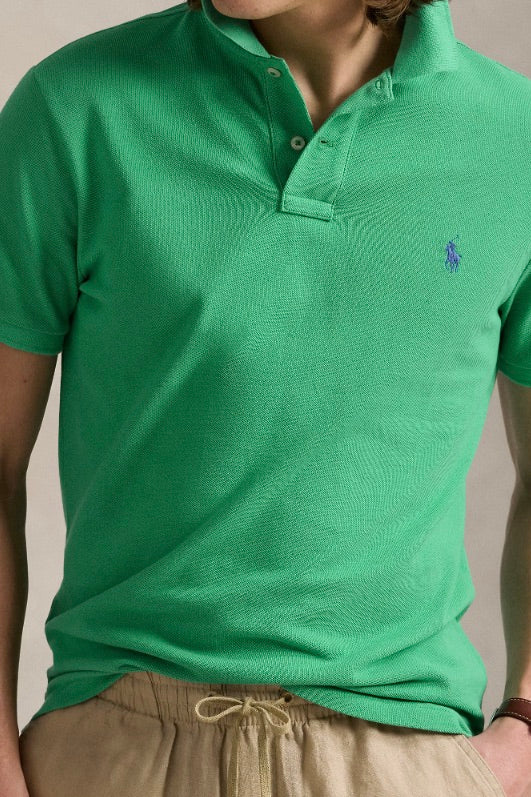 Custom Slim Fit Mesh Polo Shirt Raft Green