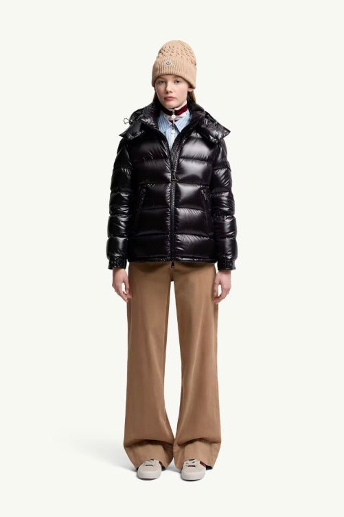 Maire Hooded Short Down Jacket Black