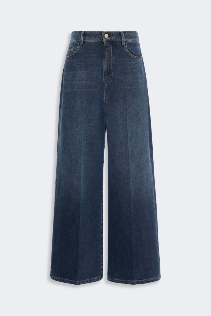 Wide Cotton Denim Jeans Midnight Blue