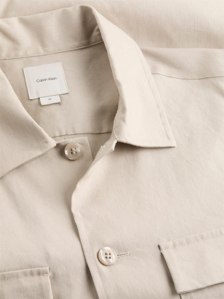 Linen Lyocell Stretch Overshirt Silver Lining