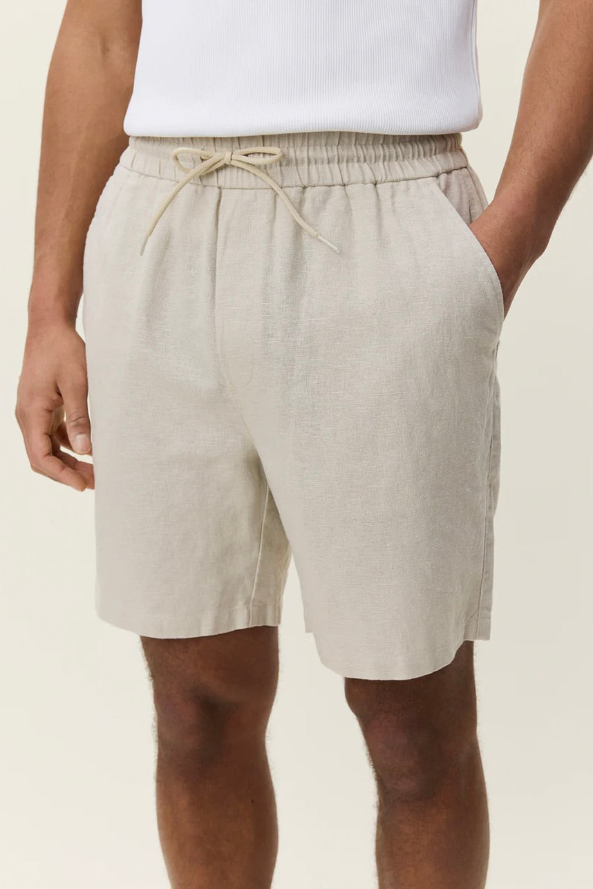 Drawstring Linen Shorts Light Sand