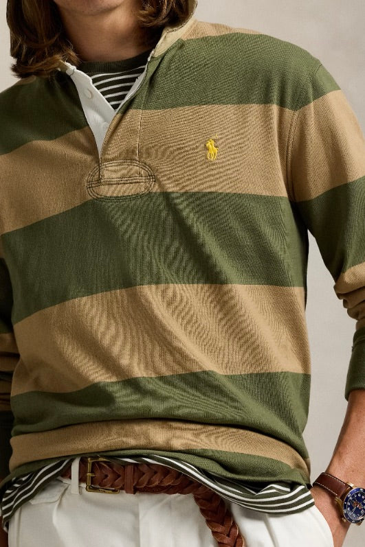 Classic Fit Khaki-Collar Rugby Shirt