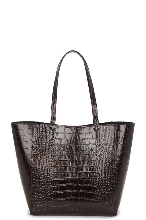 Small Elly Tote Dark Brown Embossed