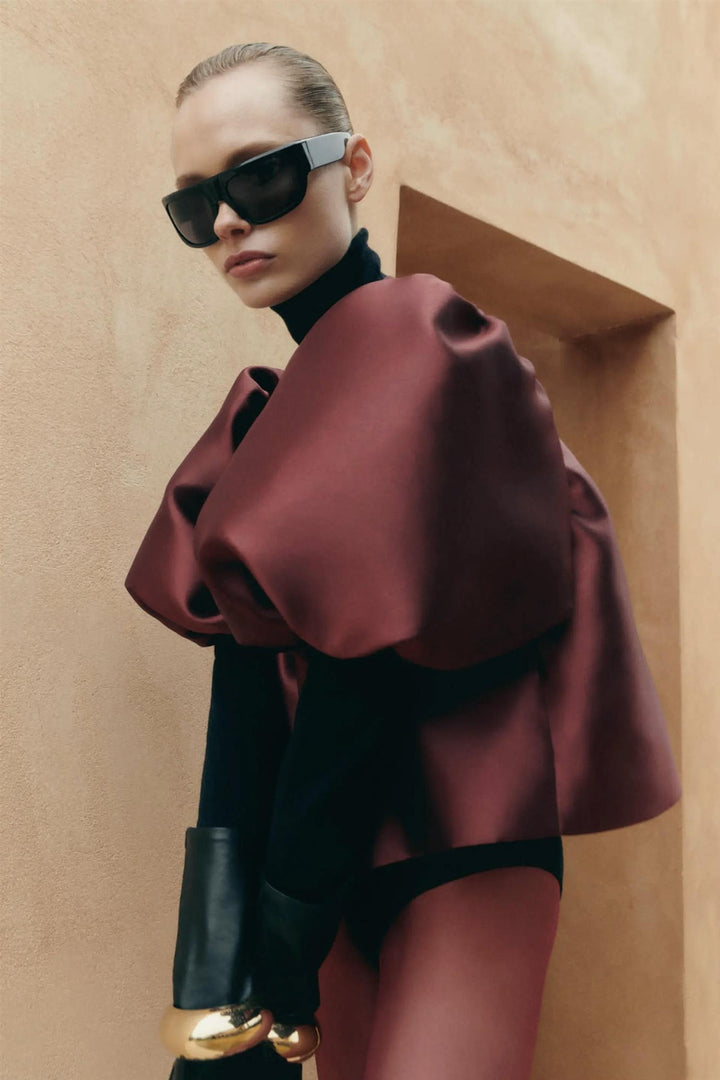 BY MALINA Cleo pouf Sleeve Blouse Wine - Dale
