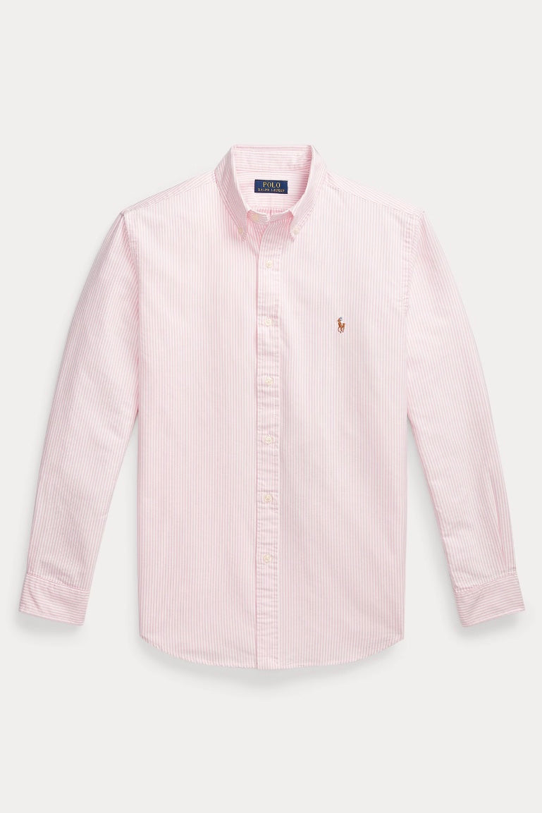 POLO RALPH LAUREN Custom Fit Oxford Shirt New Rose/White Stripe - Dale