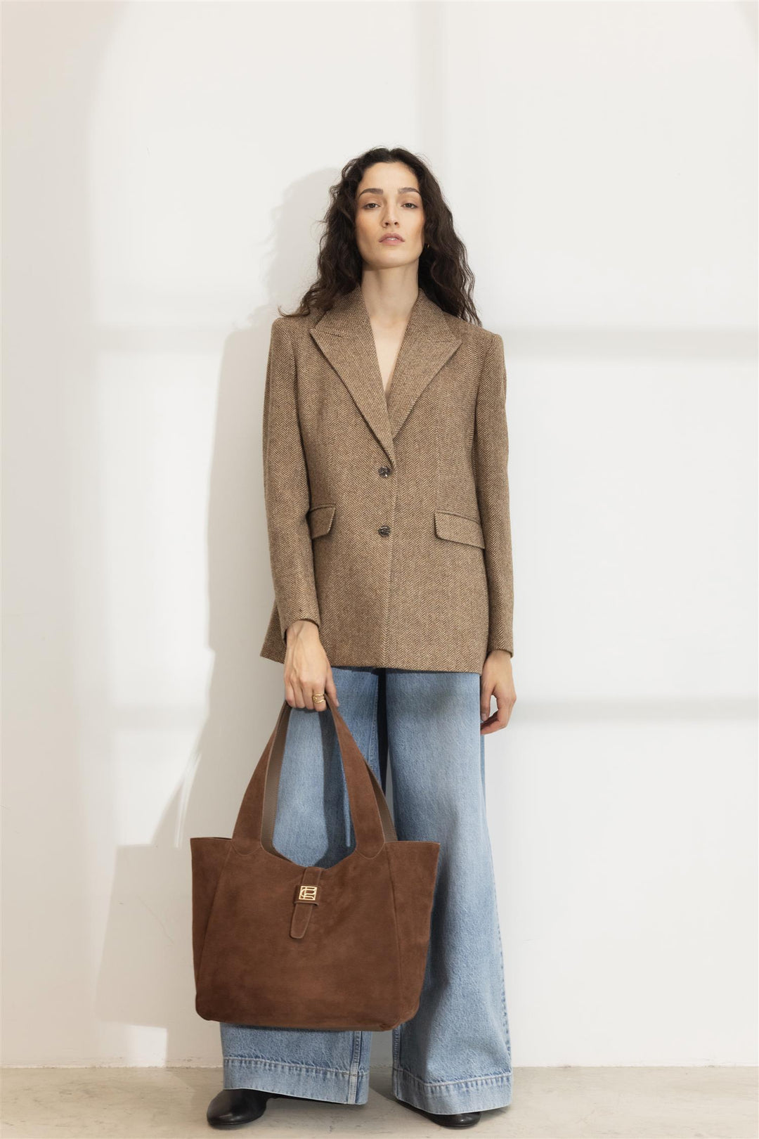 Lucille Tote Bag Large Cognac Suede