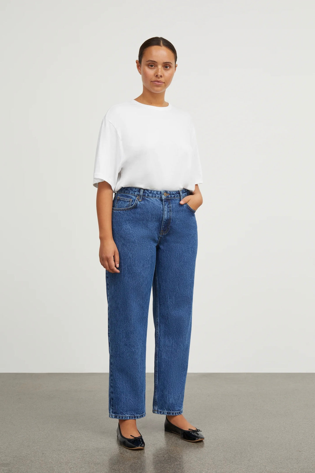 Allison Cropped Jeans Mid Blue