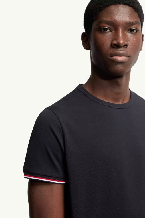 MONCLER Tricolour-Trimmed Cotton T-Shirt Night Blue - Dale