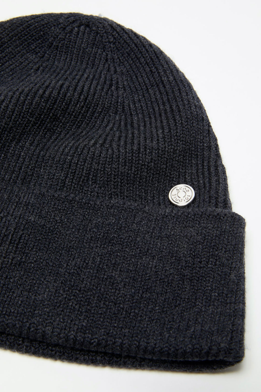 Wool Beanie With Rivet Dark Navy Melange