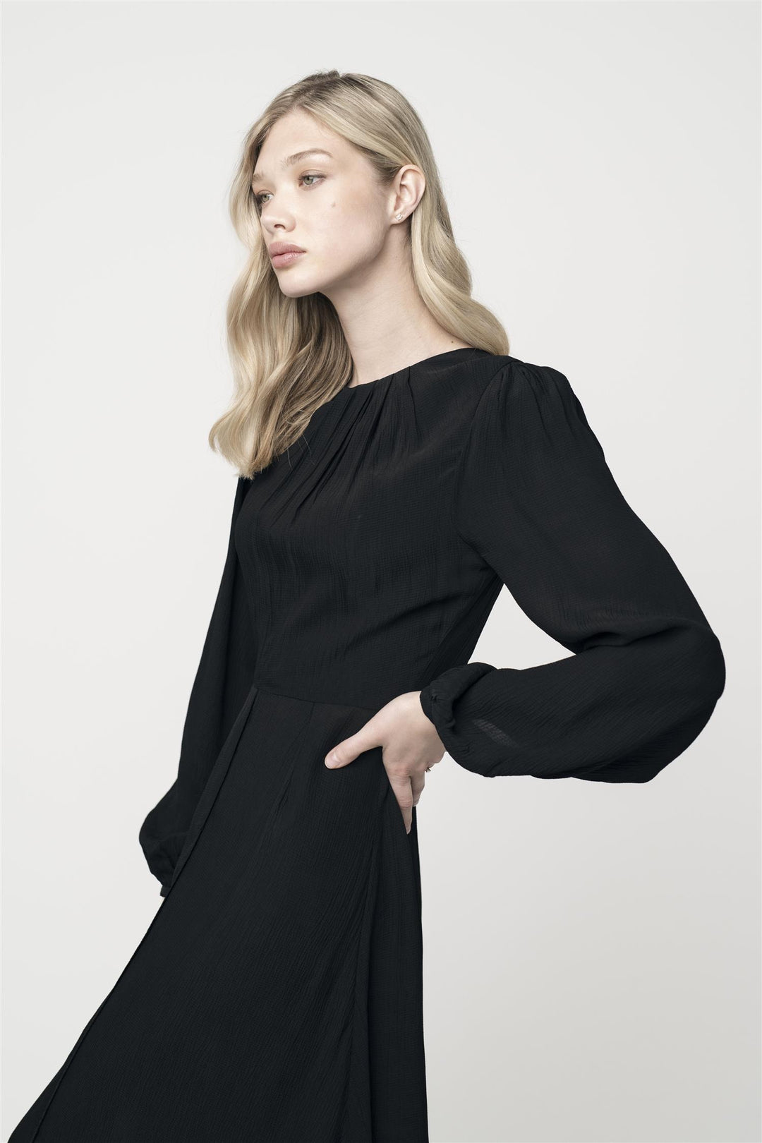 Ava Hammered Dress Black