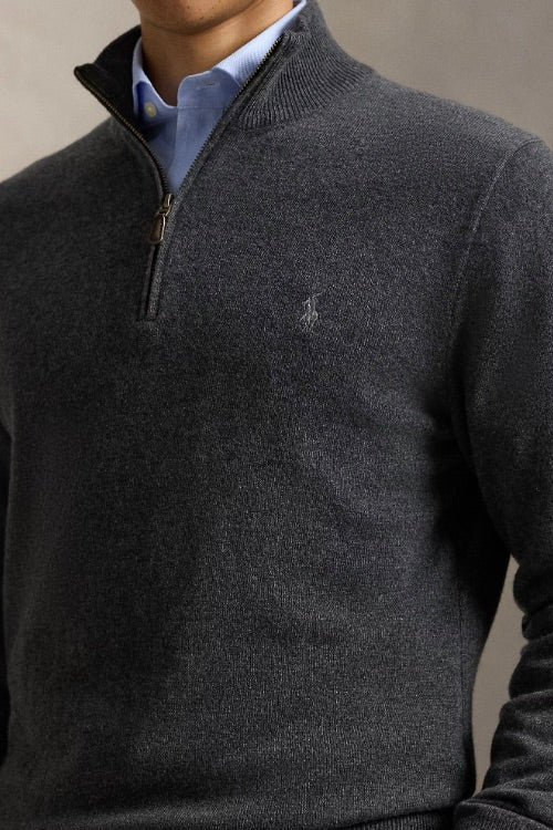 Wool Quarter-Zip Jumper Dark Charcoal Heather