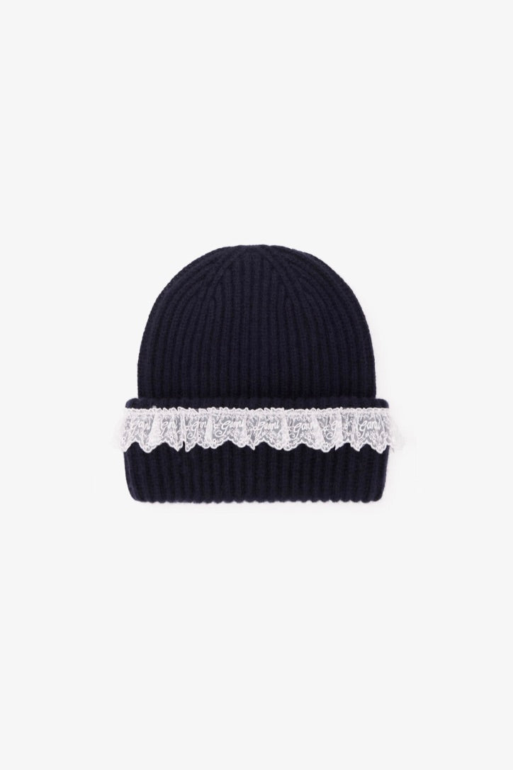 Compact Wool Lace Beanie Sky Captain