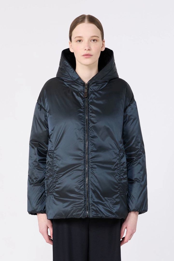 Reversible Cashmere Puffer Jacket Midnight Blue