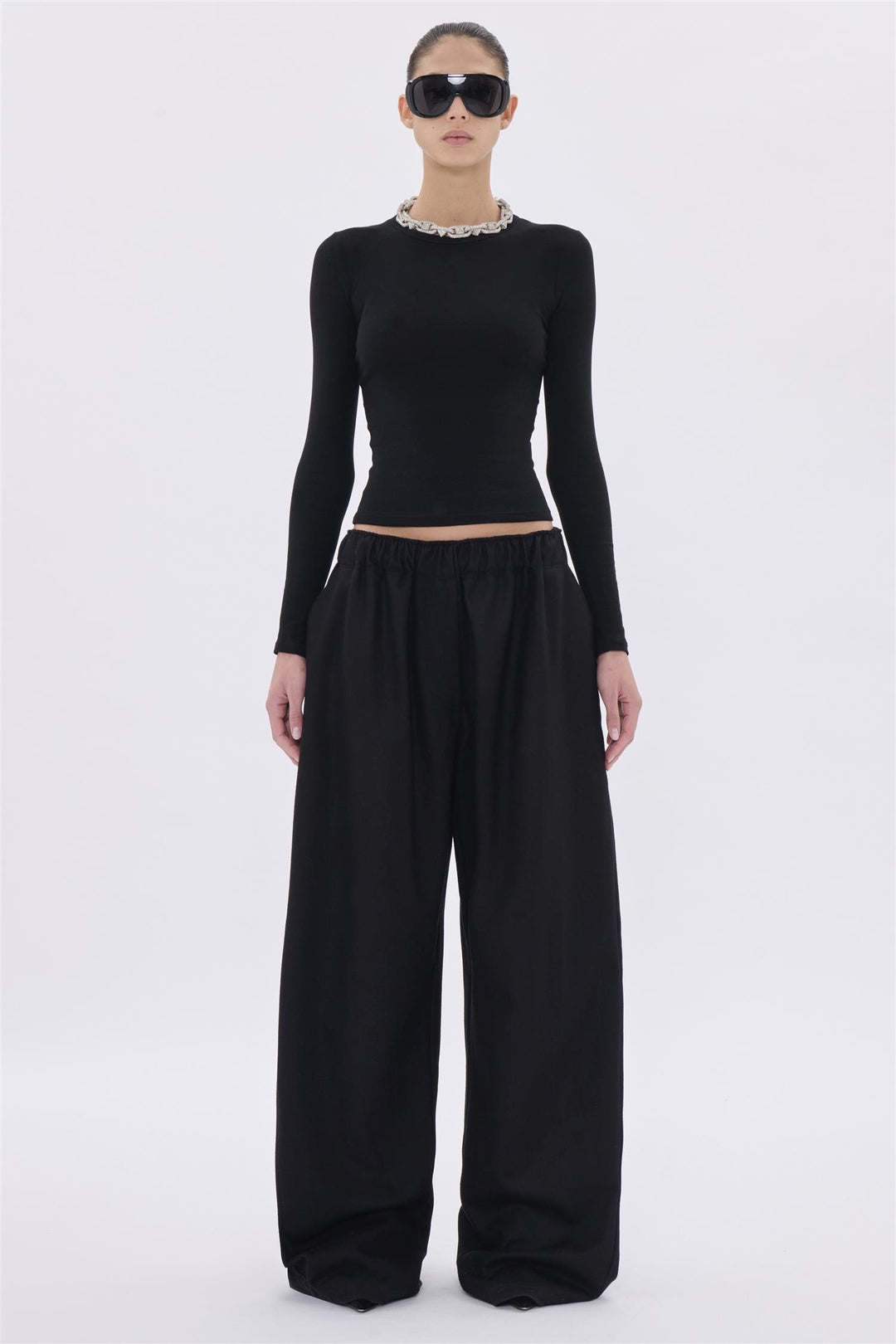 Dora Flannel Wool Trousers Black