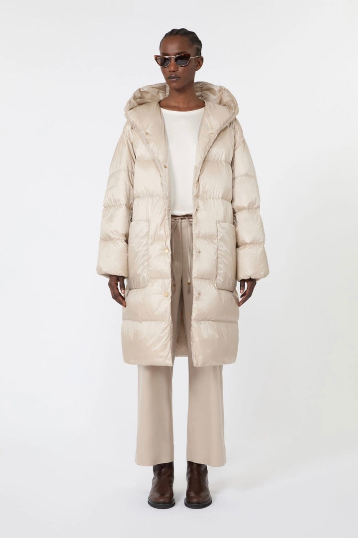 Midi Quilted Puffer Jacket Natural