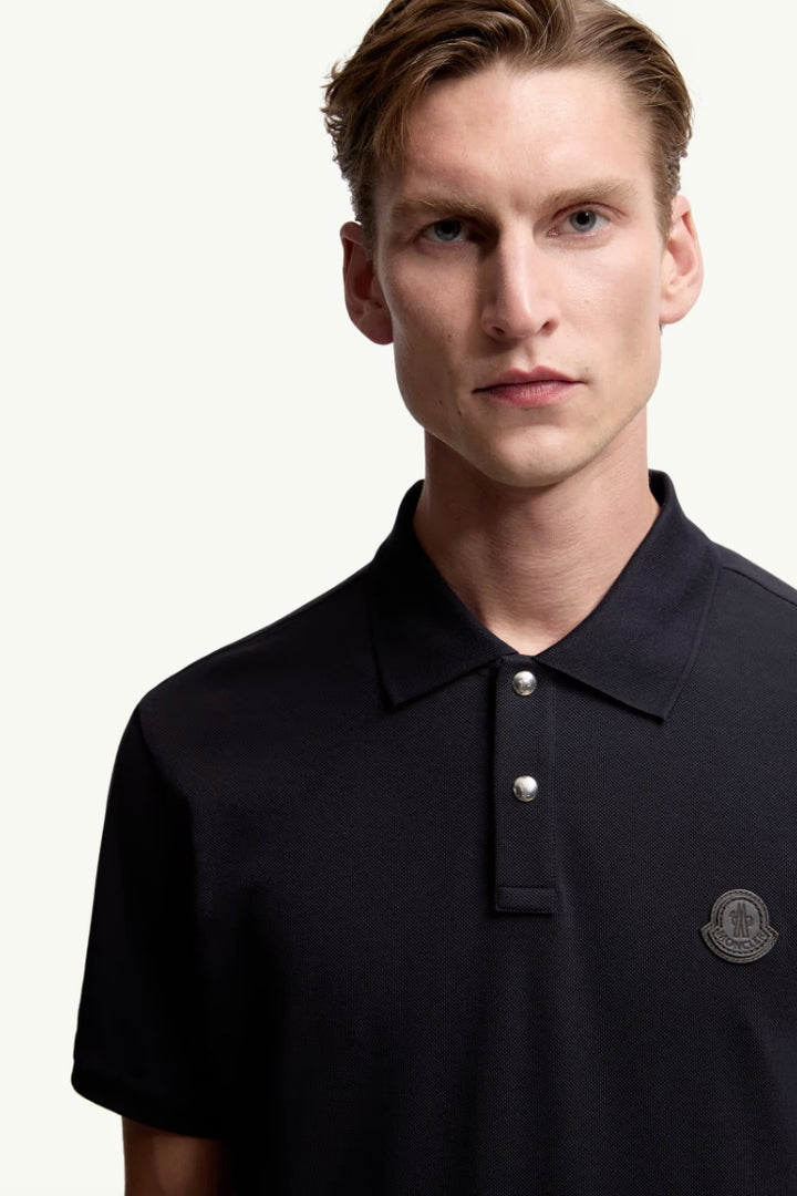 Logo Patch Cotton Piquet Polo Shirt Blue