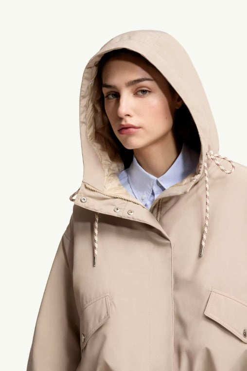 MONCLER Eucalyptus Hooded Short Down Jacket Stone - Dale