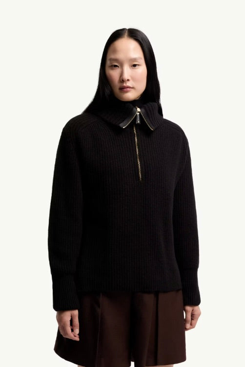 Wool & Cashmere Zip-Up Jumper Black