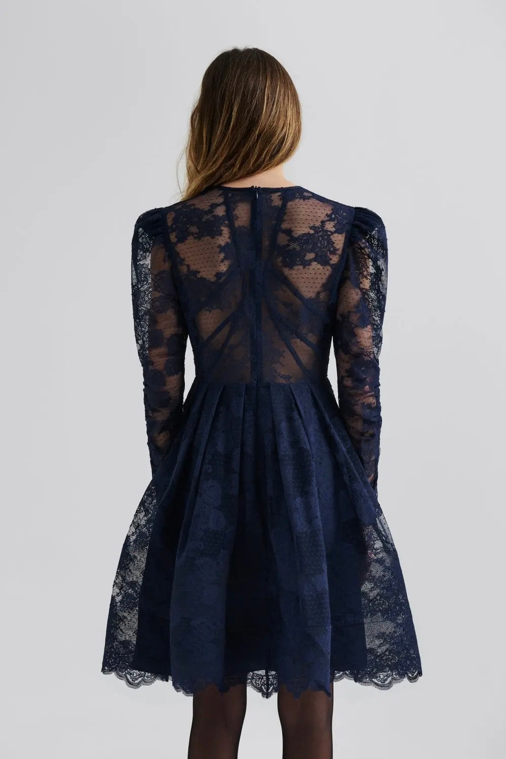 BY MALINA Leoni Lace Mini Dress Dark Blue - Dale