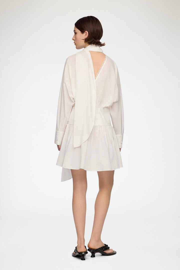 Cotton Voile Kimono Scarf Mini Dress Bright White
