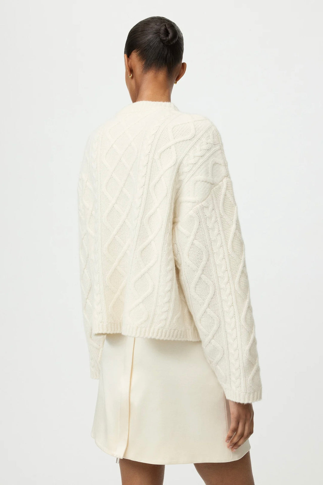 Cable Knit Cardigan Feather White