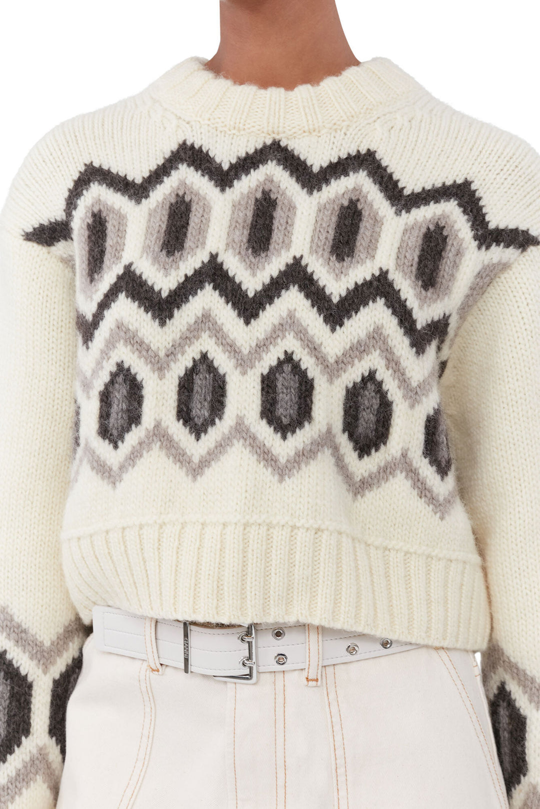 GANNI - Chunky Graphic Wool Cropped O-neck - Dale