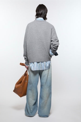 Wool V-Neck Sweater Dark Grey Melange