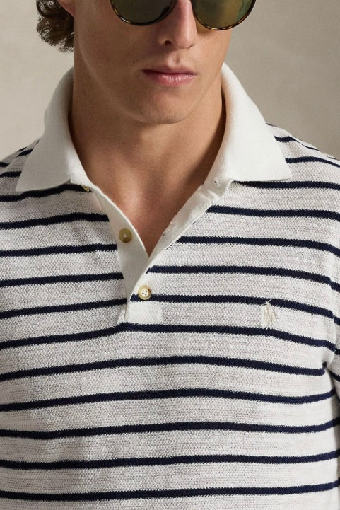 POLO RALPH LAUREN Short Sleeve Cotton Blend Polo Deckwash White Combo - Dale