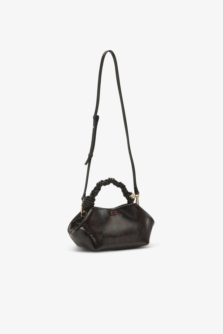 Ganni Bou Bag Small Dark Burgundy Snake