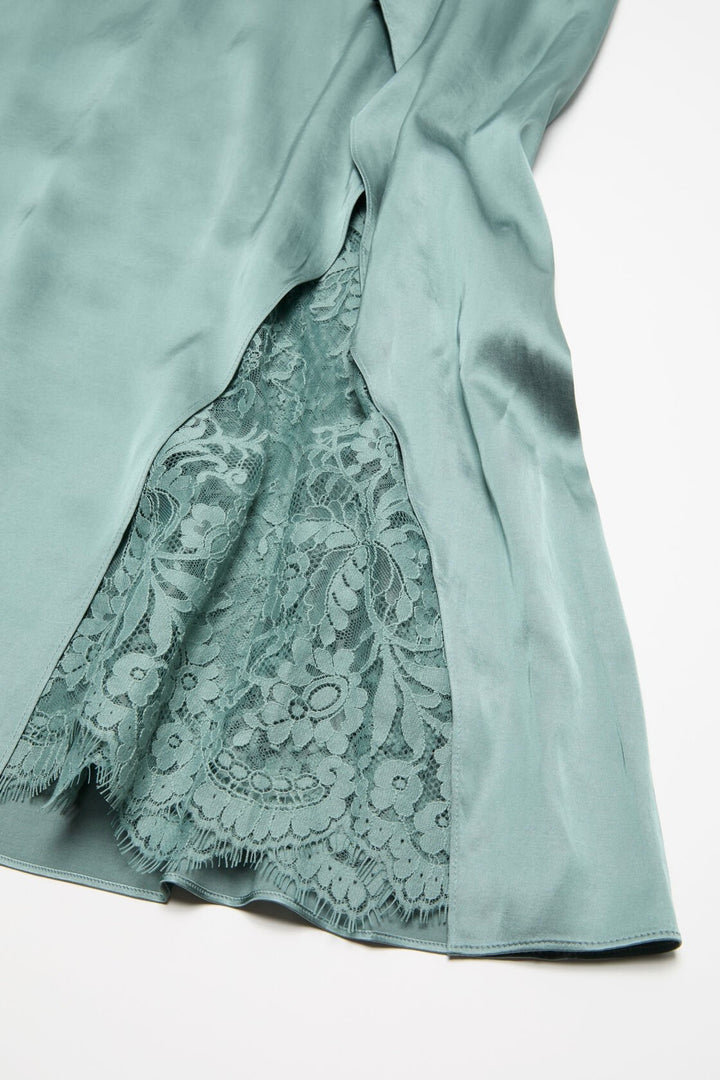 ACNE STUDIOS Satin Slip Dress Sage Green - Dale