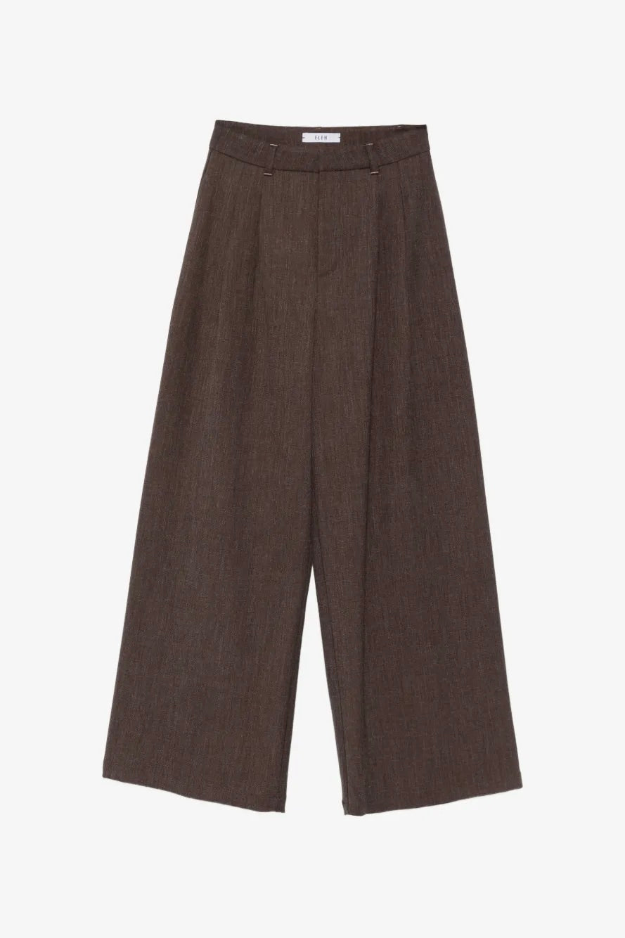 Pleated Wide-leg Trousers Dark Brown