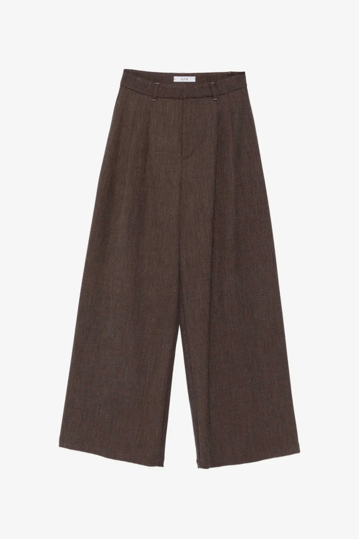 Pleated Wide-leg Trousers Dark Brown