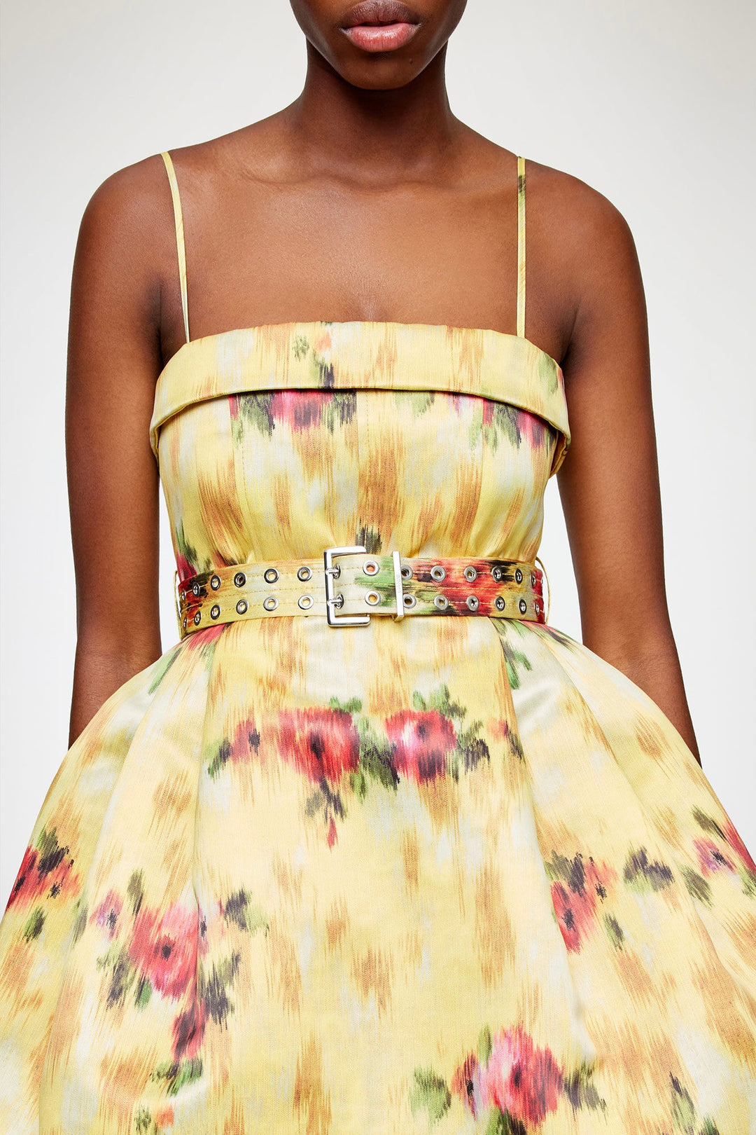 Printed Duchesse Satin Bubble Mini Dress
