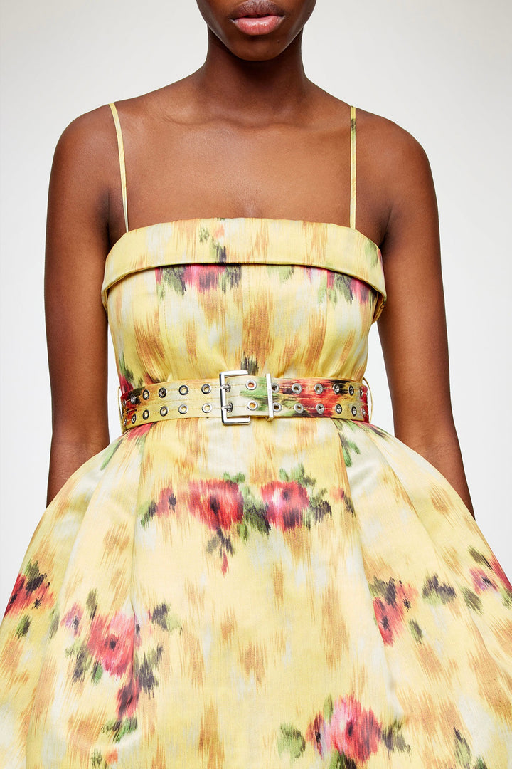 Printed Duchesse Satin Bubble Mini Dress