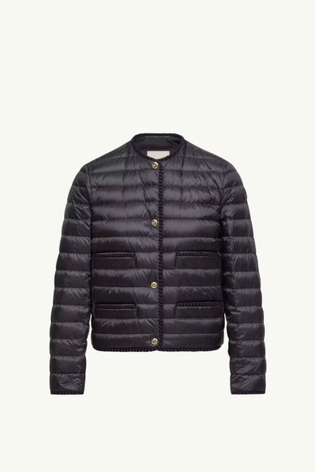 Circaete Braided Trim Short Down Jacket Navy Blue