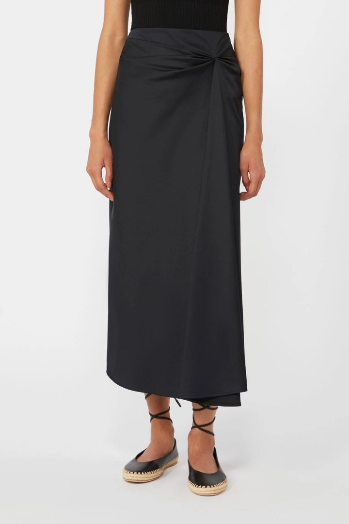 Cotton Satin Skirt Black