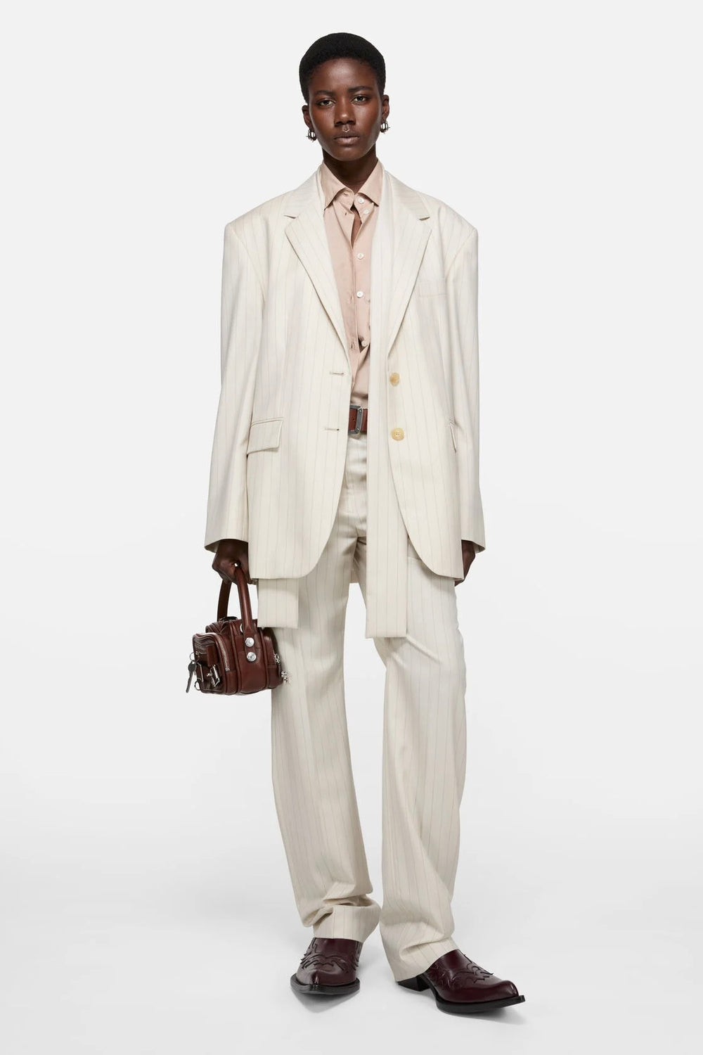 ACNE STUDIOS Pinstripe Blazer with Scarf - Dale