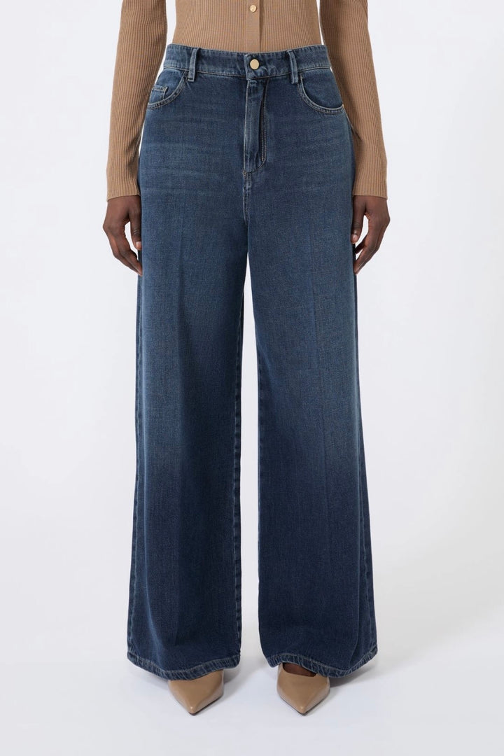 Wide Cotton Denim Jeans Midnight Blue