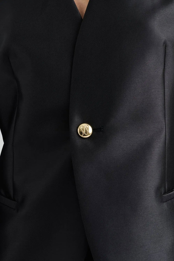 BY MALINA Nori Fitted Heavy Satin Blazer - Dale