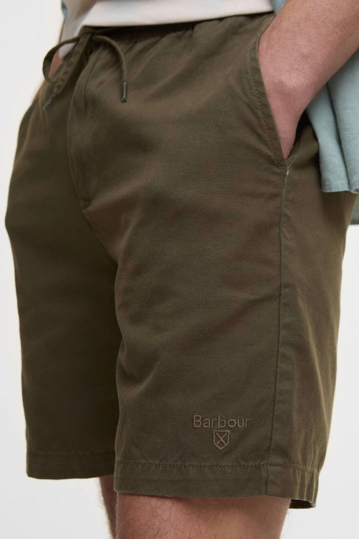 Washed Oxford Relaxed Shorts Uniform Green