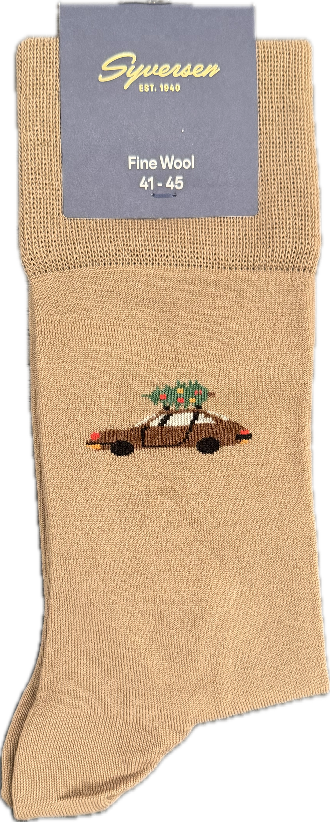 SYVERSEN Christmas Wool Crew Sock Khaki Brown - Dale
