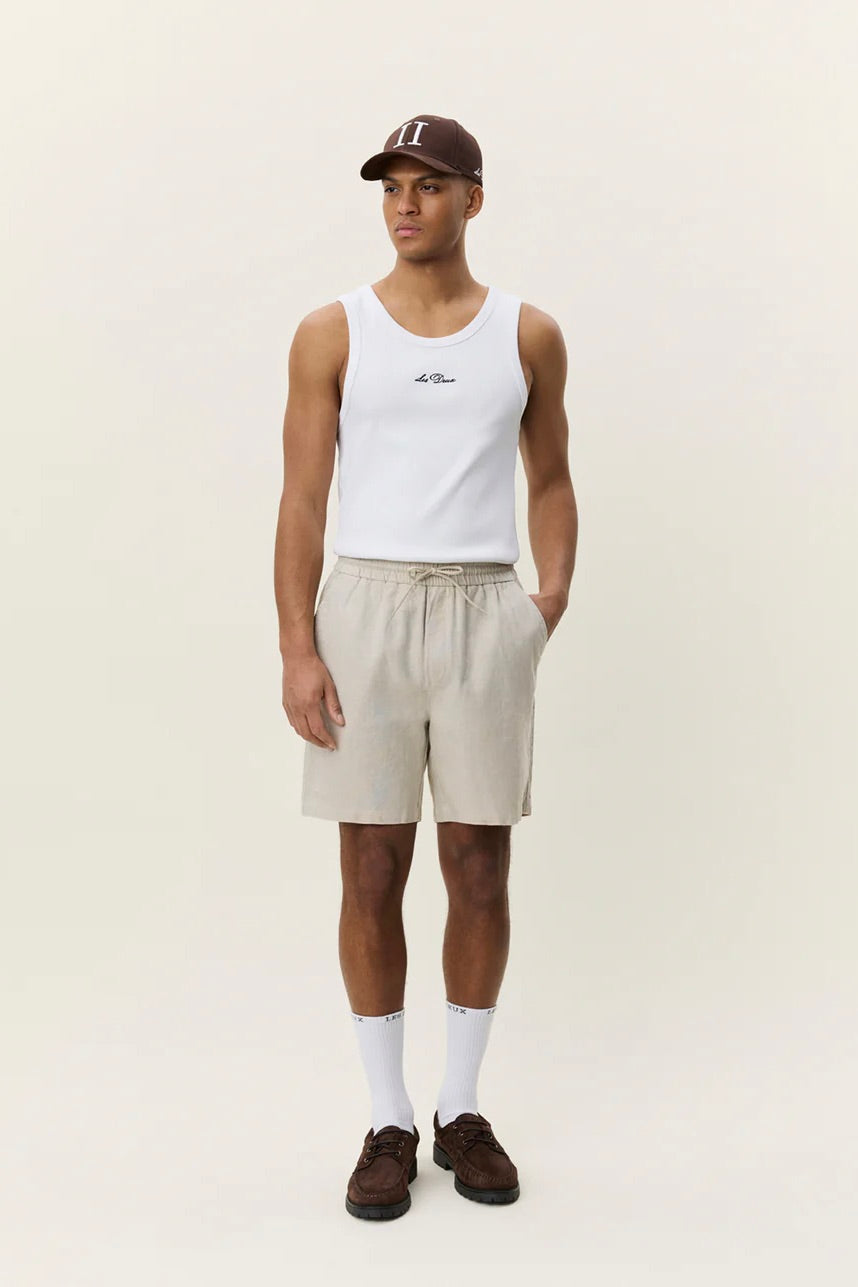 Drawstring Linen Shorts Light Sand