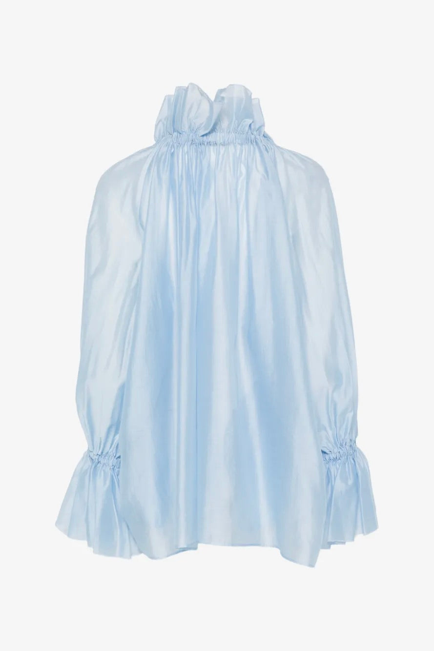 Estelle Ruffled Neck Blouse Light Blue