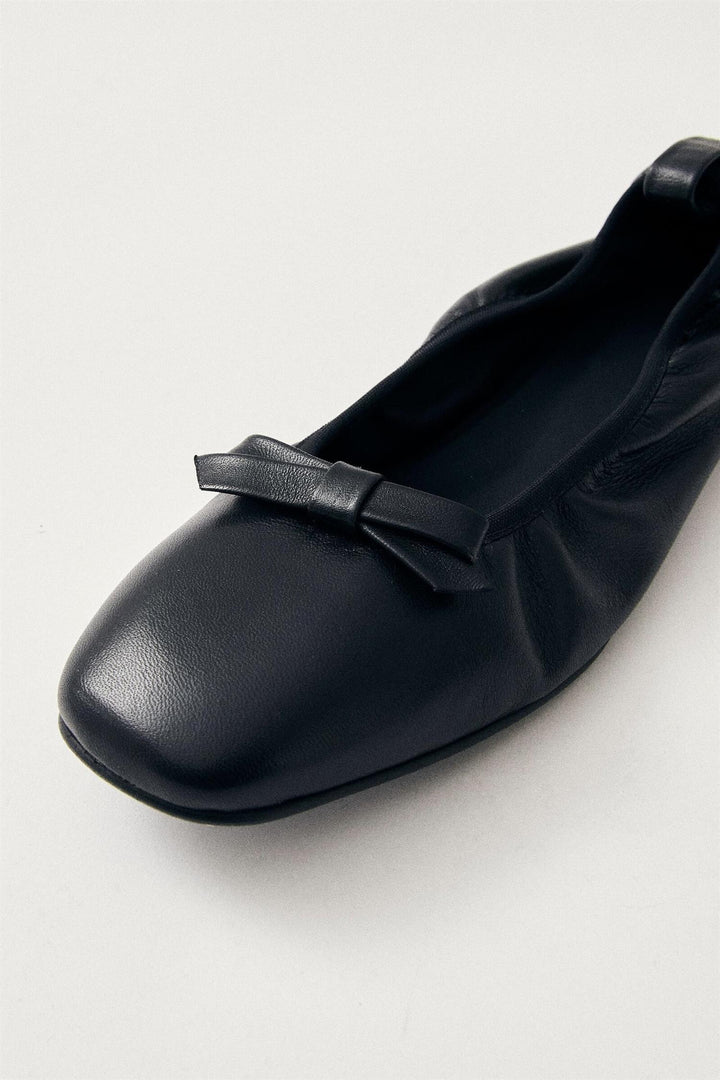 Freya Black Leather Ballet Flats