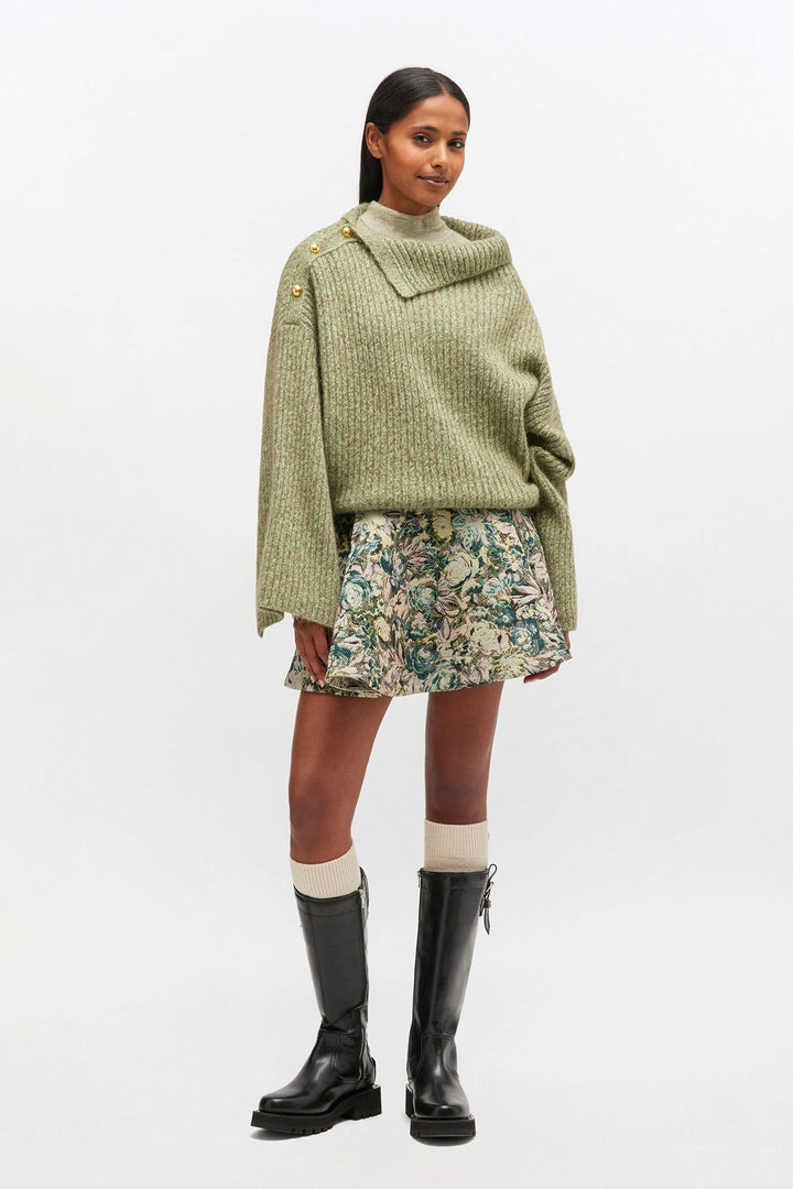 GANNI Melange Brushed Mohair Oversized Sweater - Dale