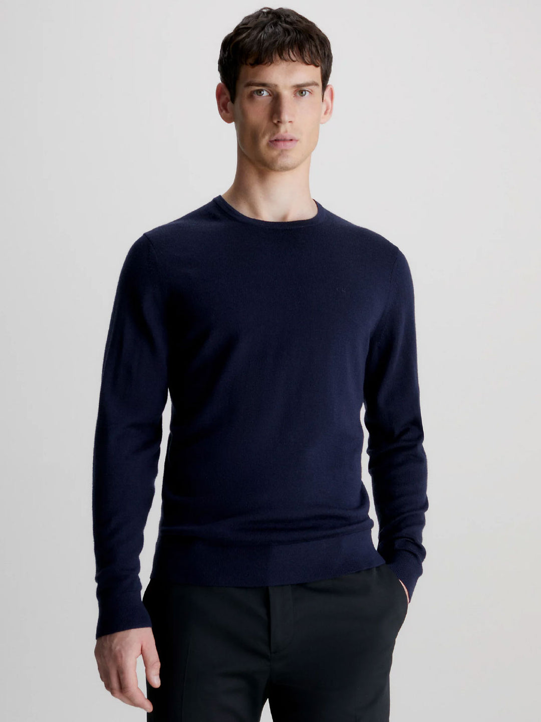 MERINO CREW NECK SWEATER NAVY