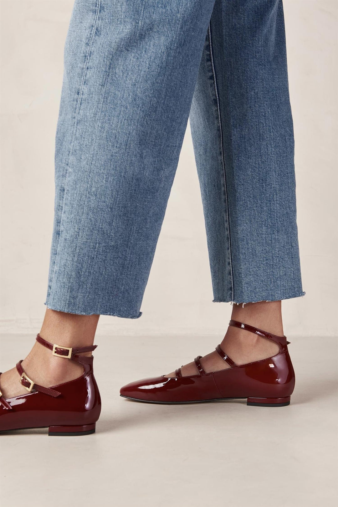 Luke Onix Wine Burgundy Leather Ballet Flats